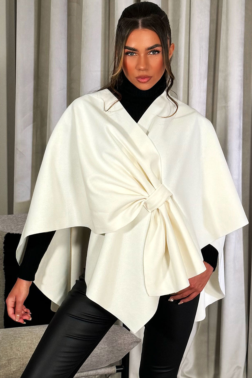 Wrap Over Bow Cape Cream