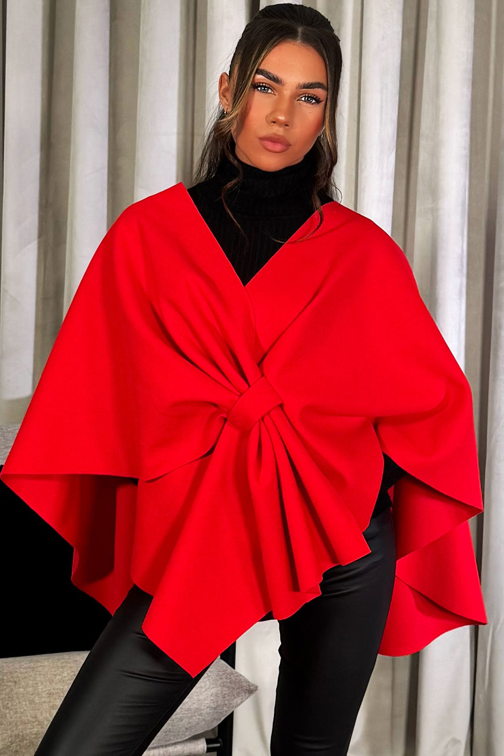 Wrap Over Bow Cape Red