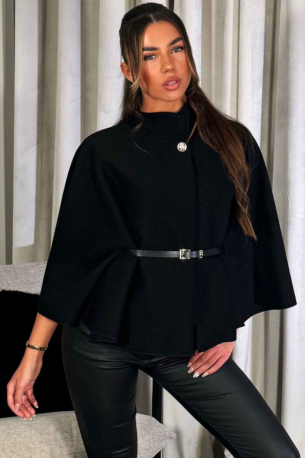 Cape With Belt Black