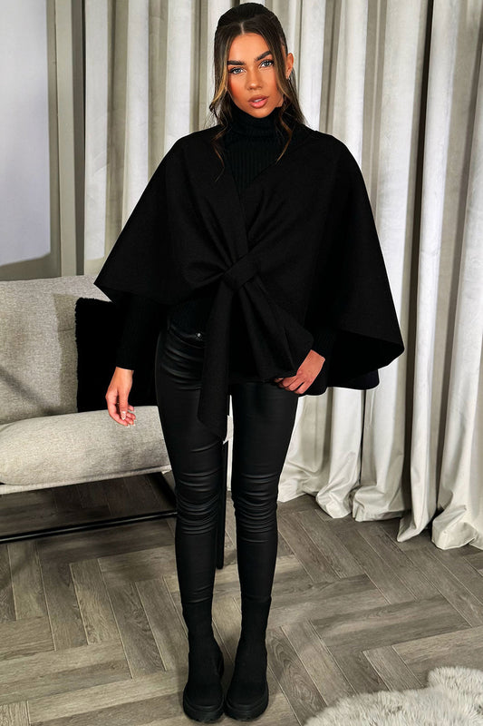 Wrap Over Bow Cape Black