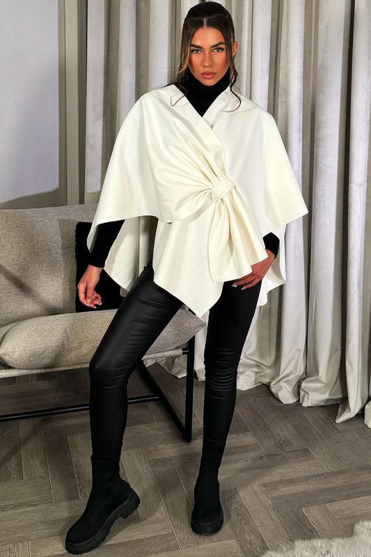 Wrap Over Bow Cape Cream