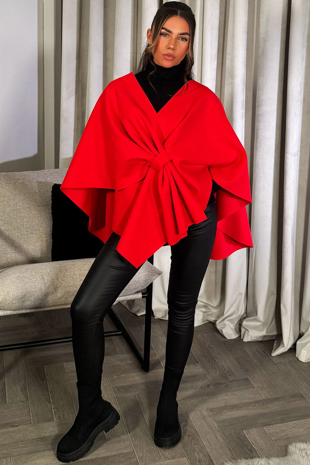 Wrap Over Bow Cape Red