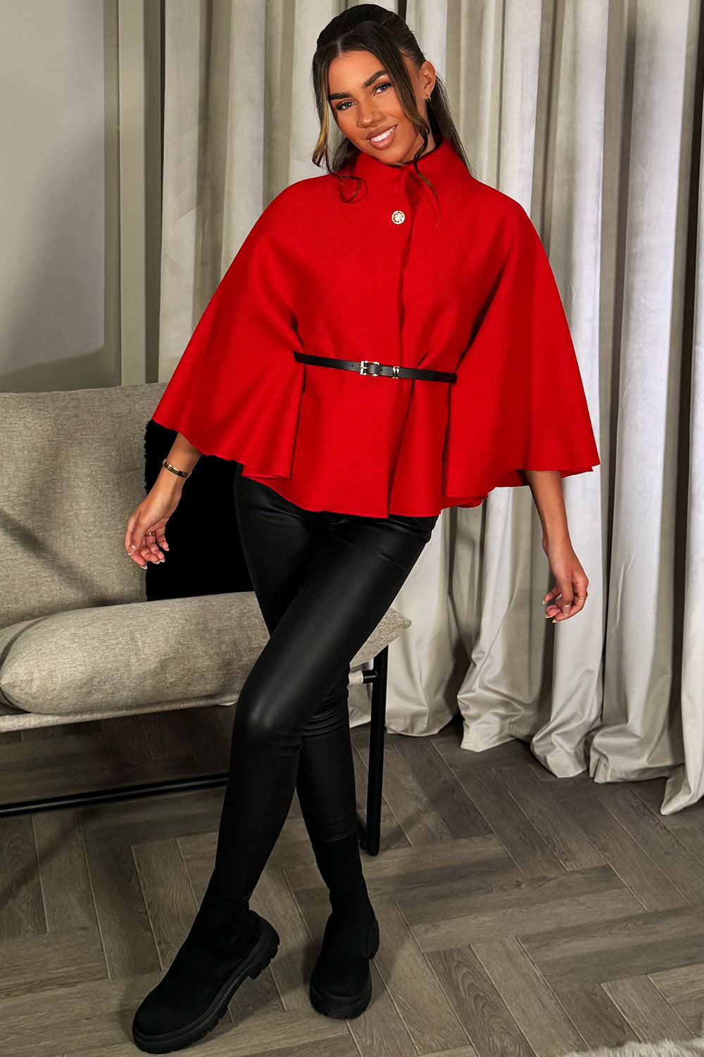 Cape With Belt Red