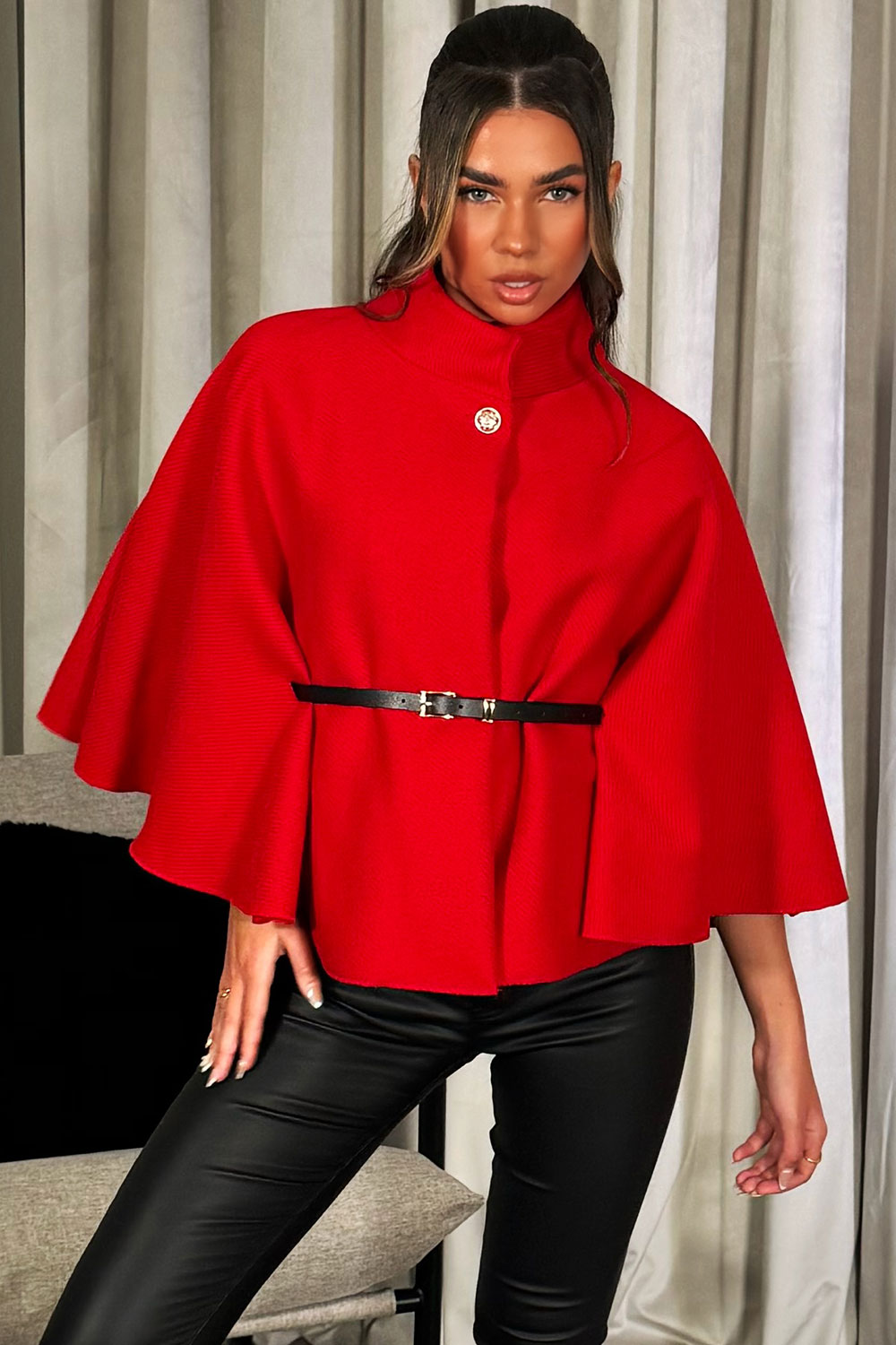 Cape With Belt Red