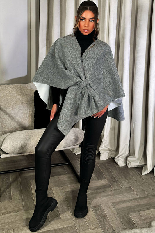 Wrap Over Bow Cape Grey