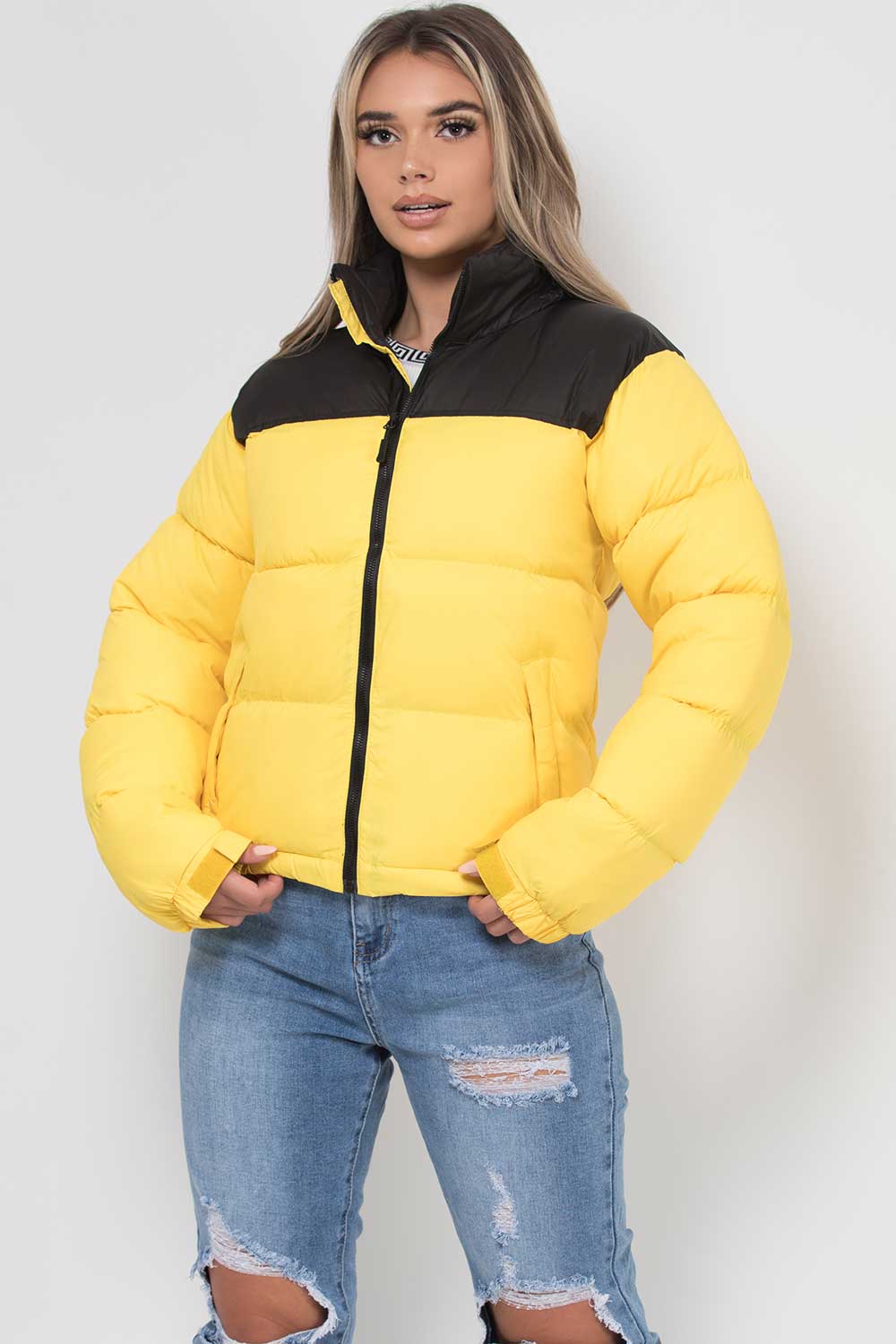 Puffer Jacket Yellow Colour Block