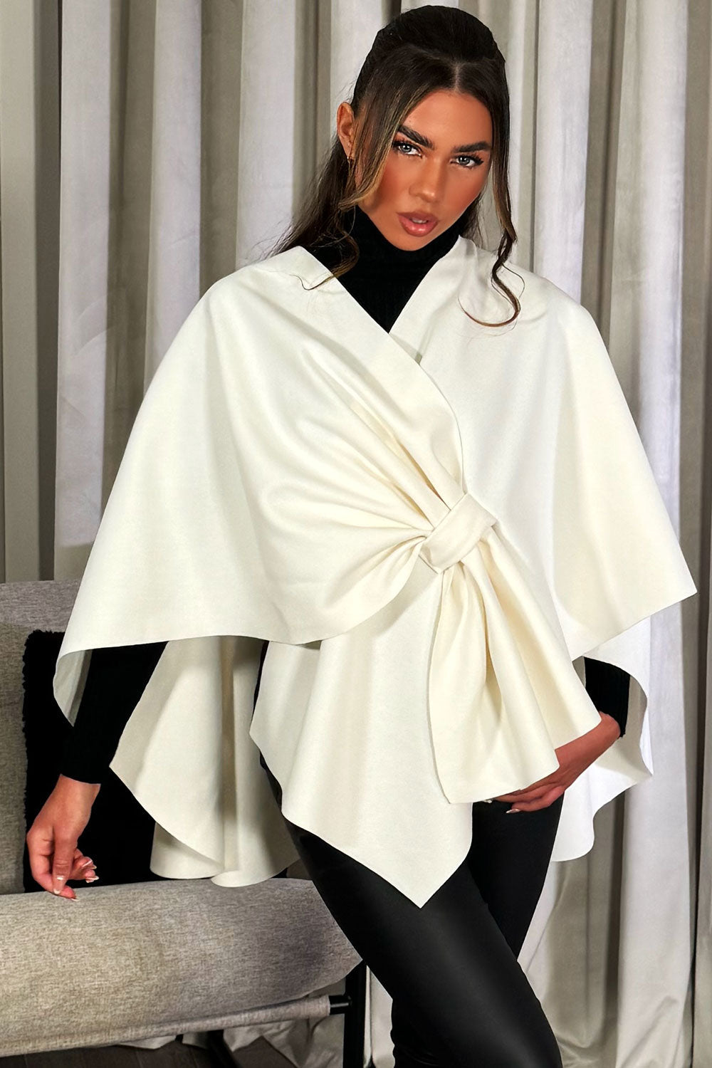 Wrap Over Bow Cape Cream