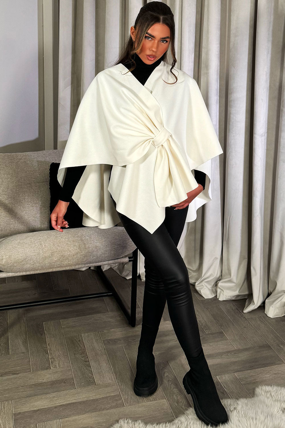 Wrap Over Bow Cape Cream