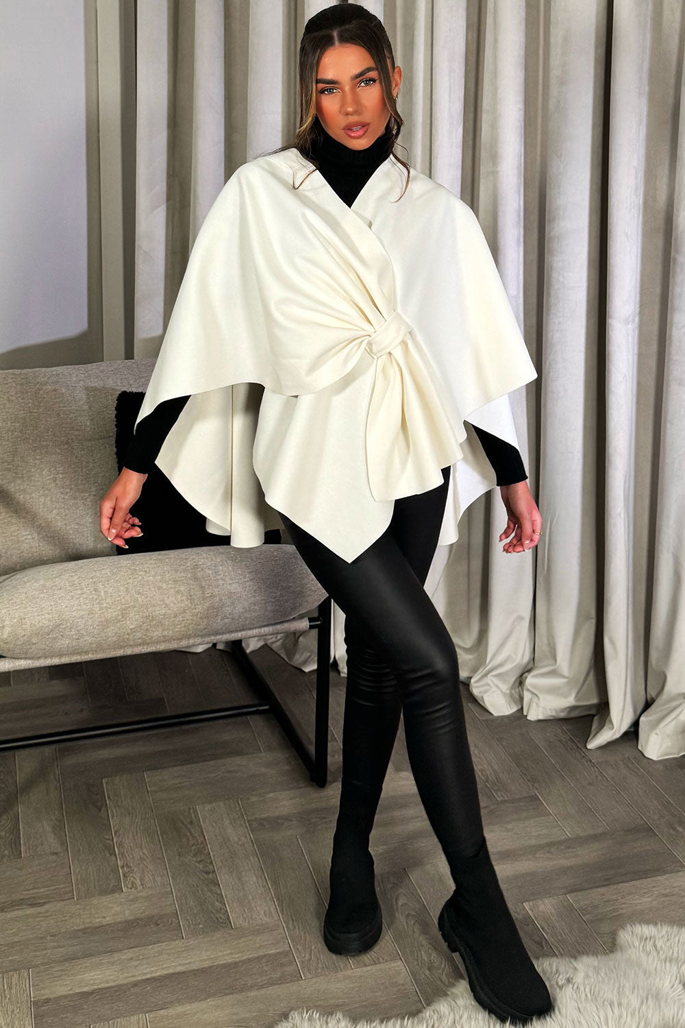 Wrap Over Bow Cape Cream