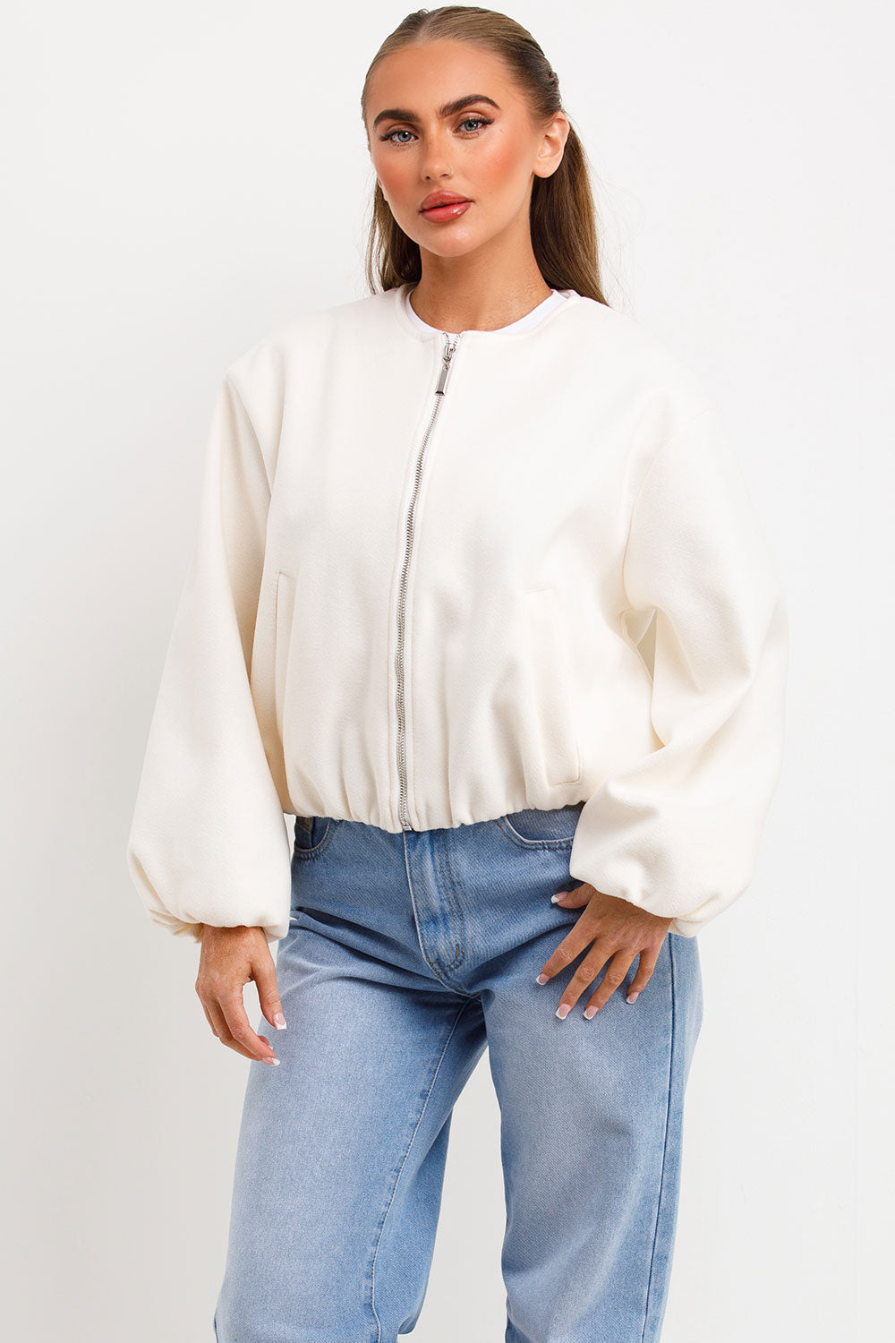 Soft Bomber Jacket Cream