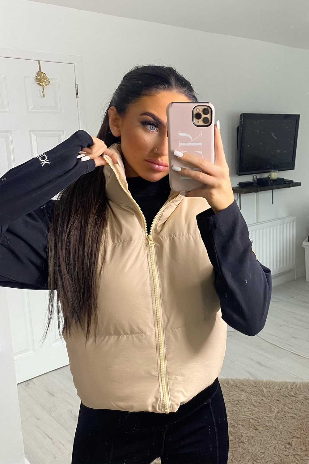 Crop Gilet Bodywarmer Beige