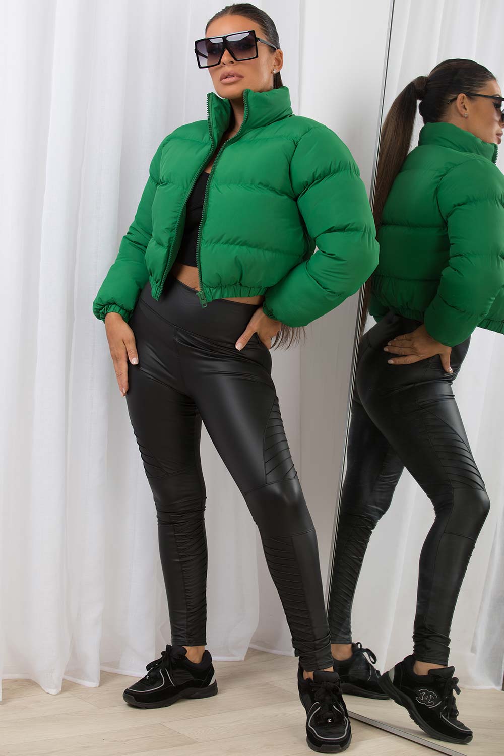 Crop Puffer Jacket Green