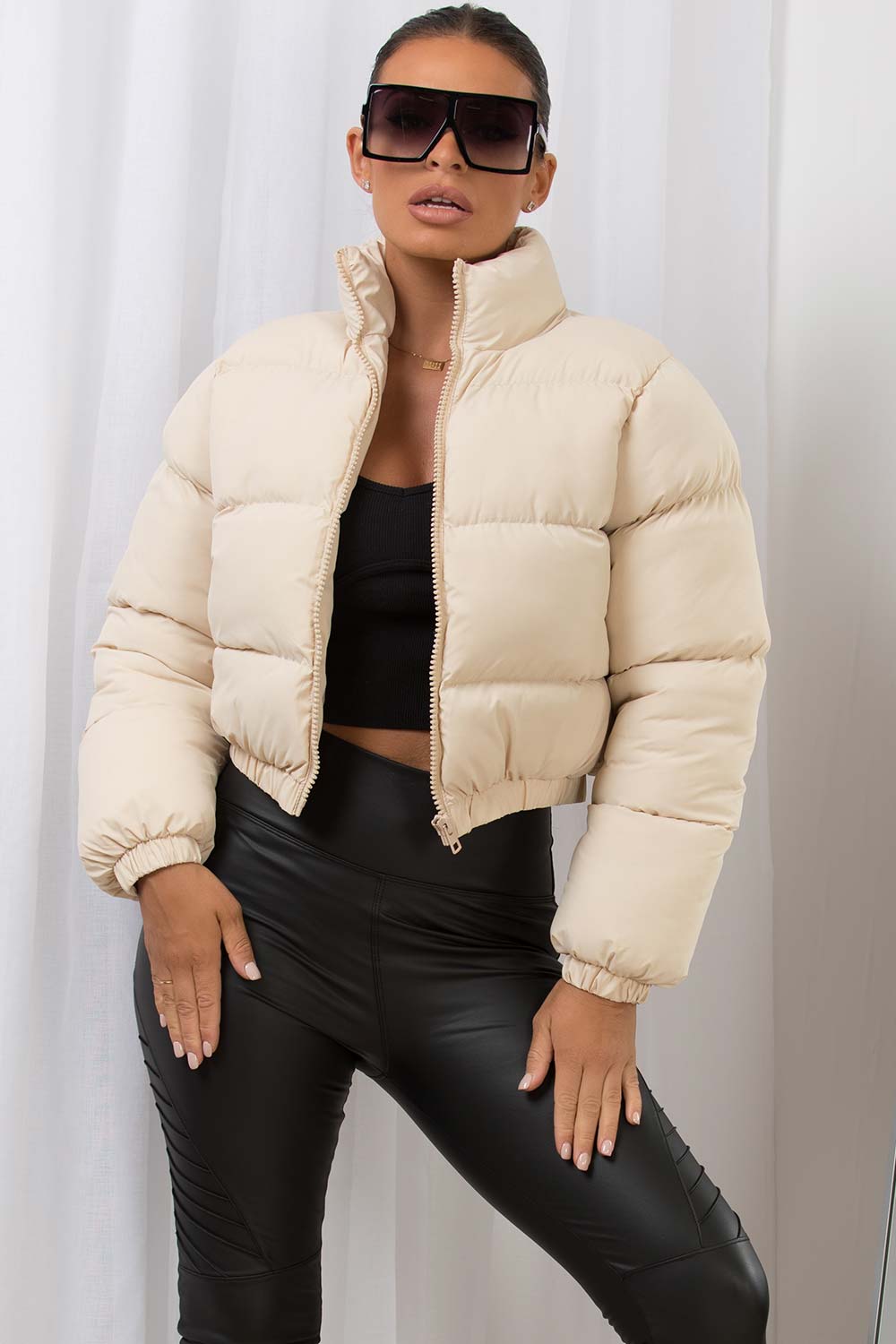 Off White Crop Puffer Jacket