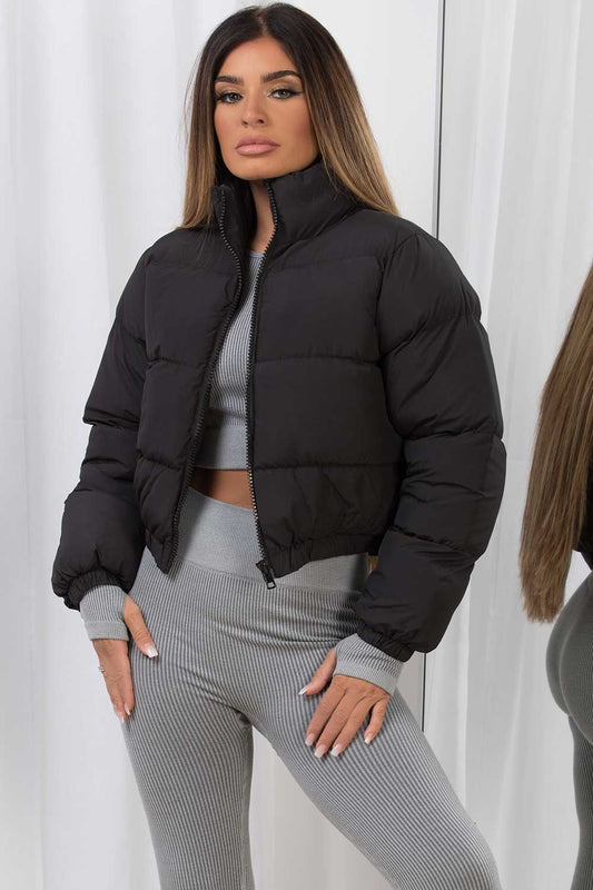 Crop Puffer Jacket Black