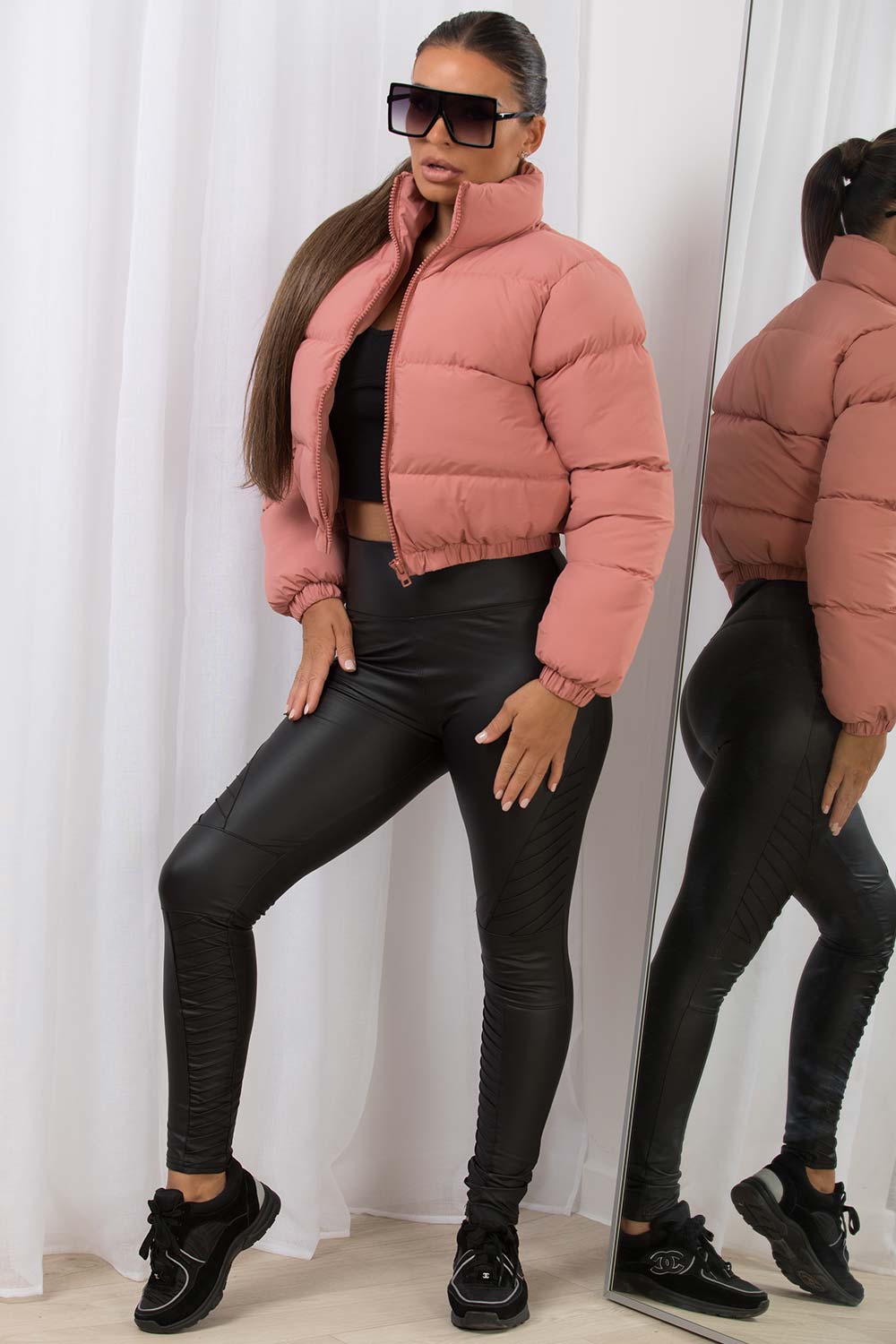 Crop Puffer Jacket Pink