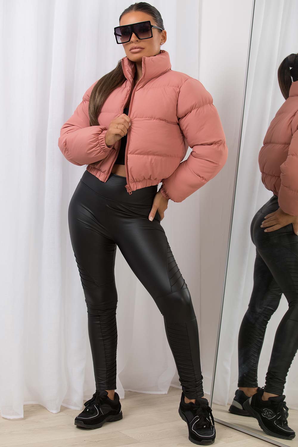 Crop Puffer Jacket Pink