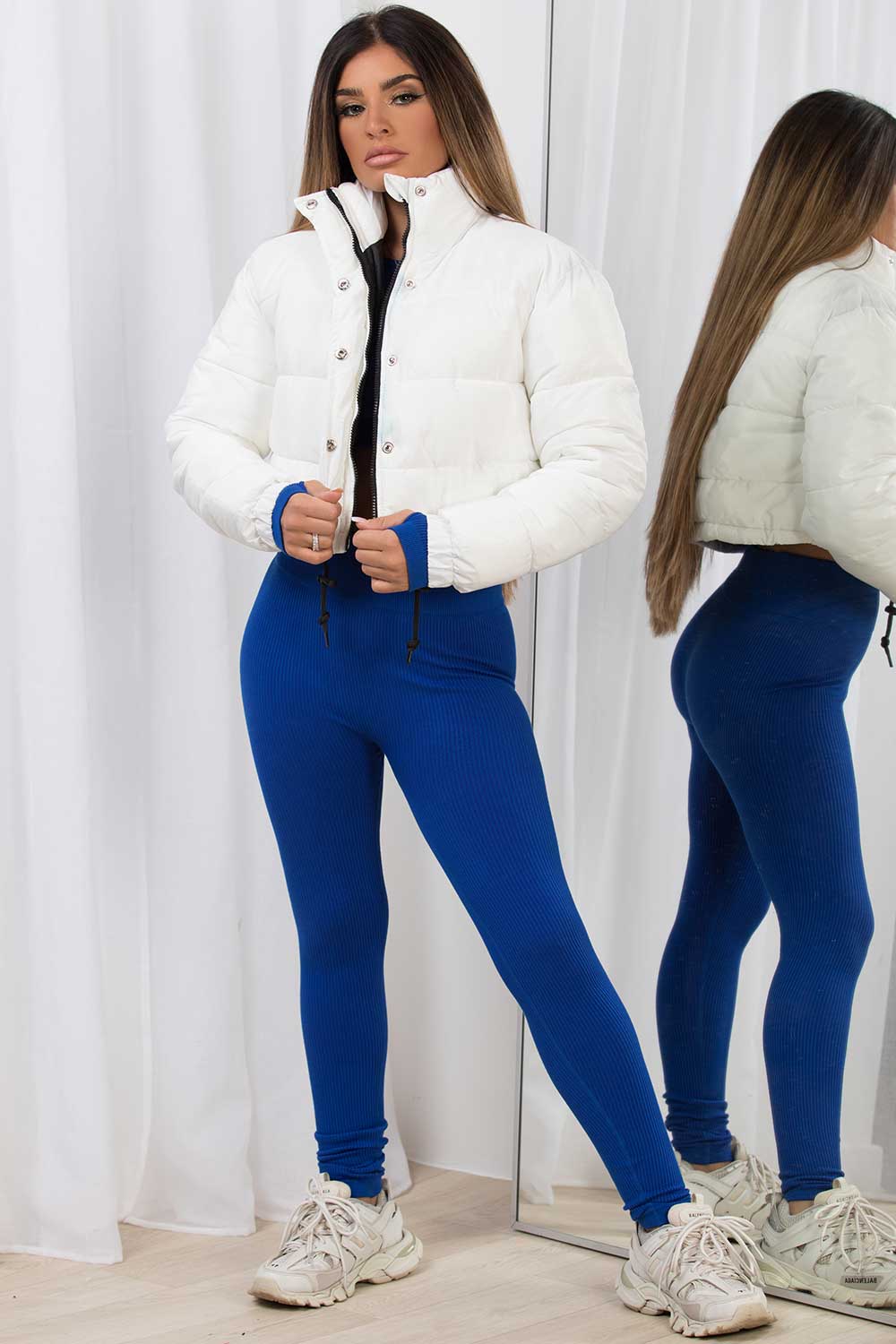 White Crop Puffer Jacket