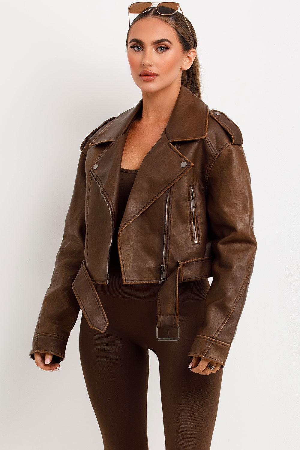 Faux Leather Jacket Brown