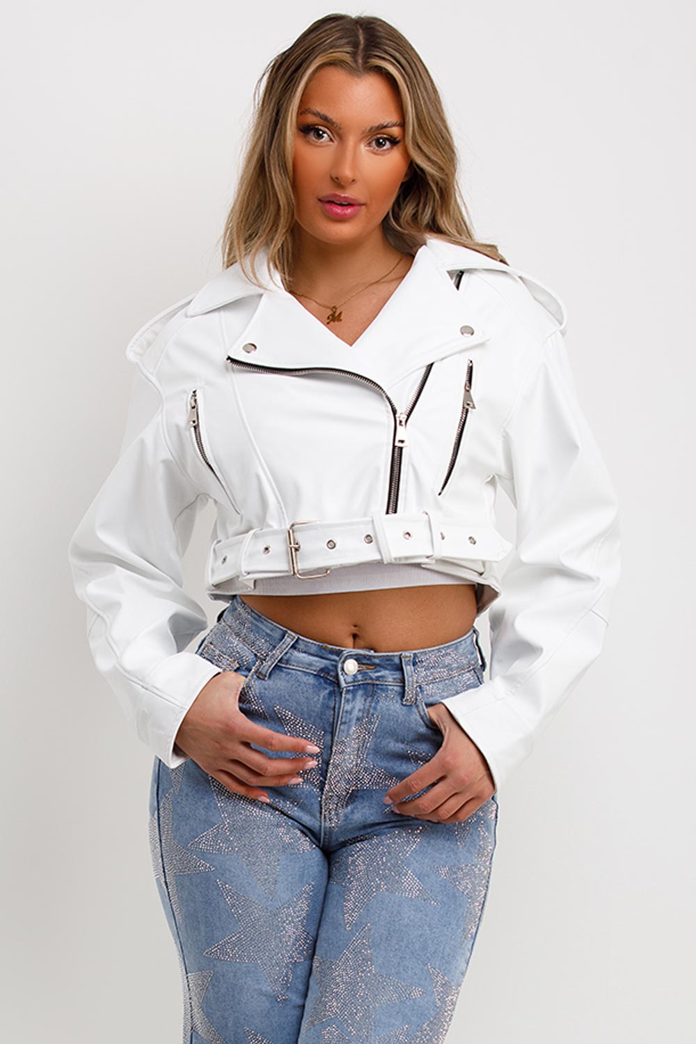 Faux Leather Jacket White