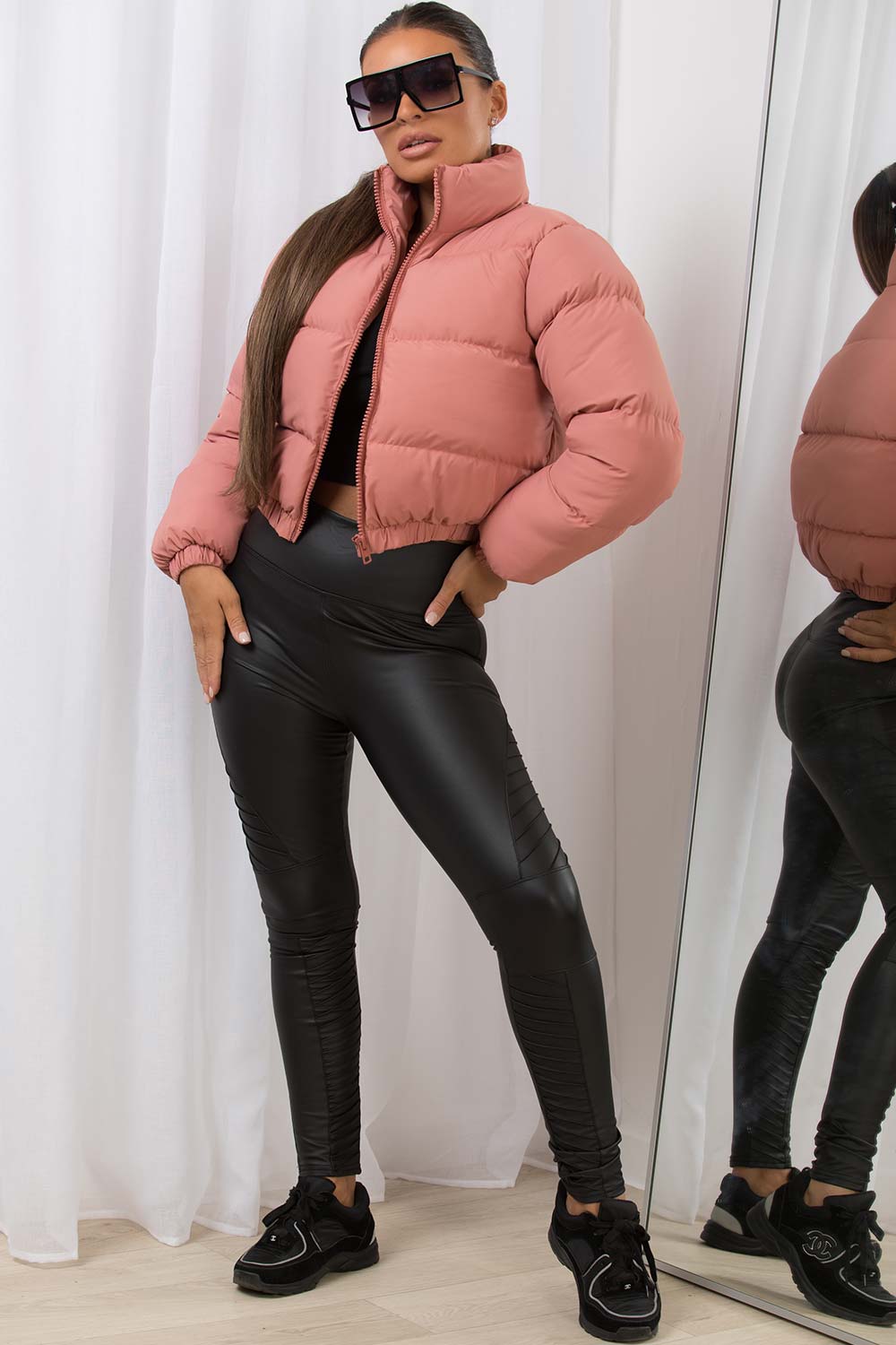 Crop Puffer Jacket Pink