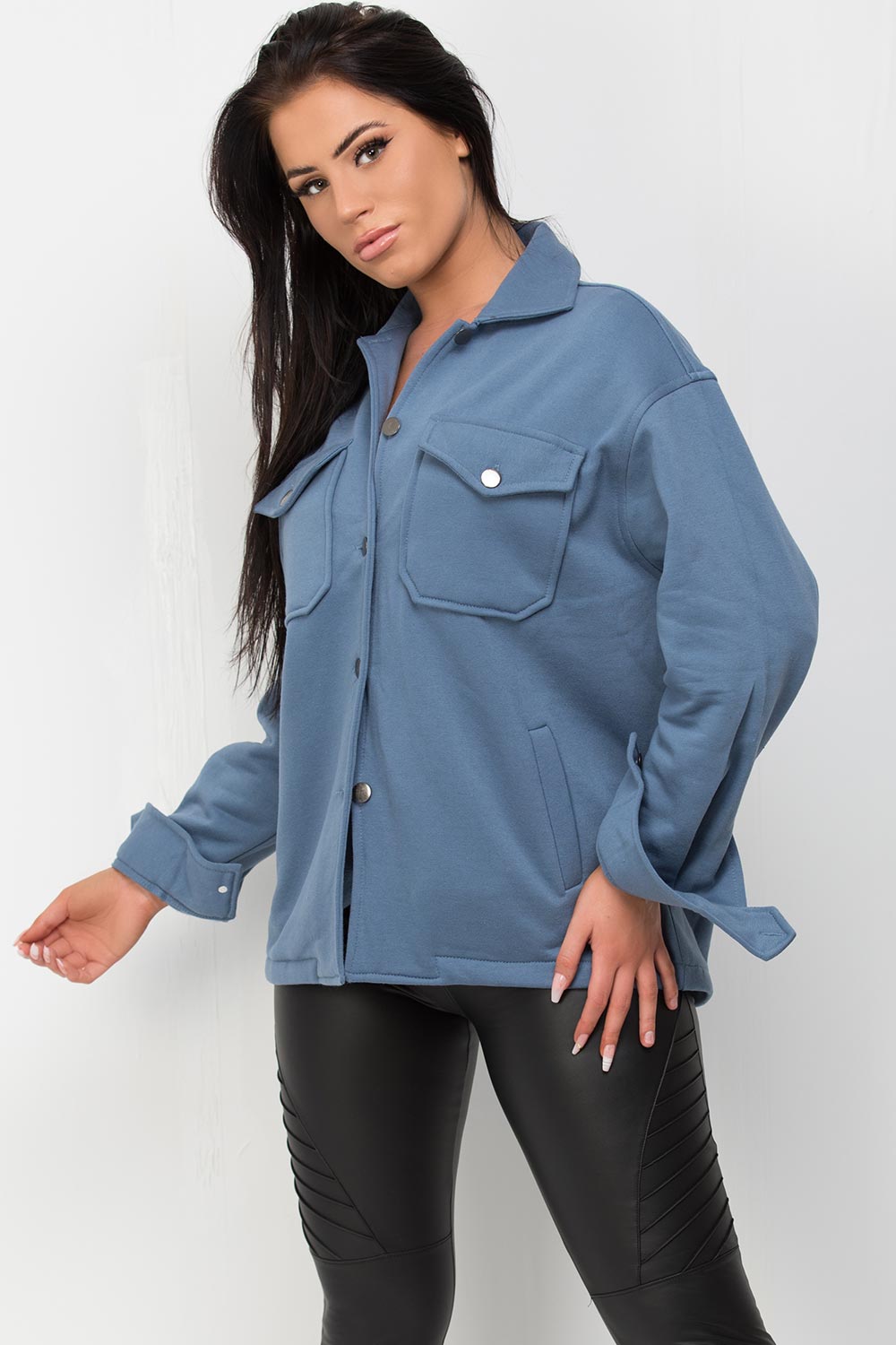 Denim Blue Shacket Oversized