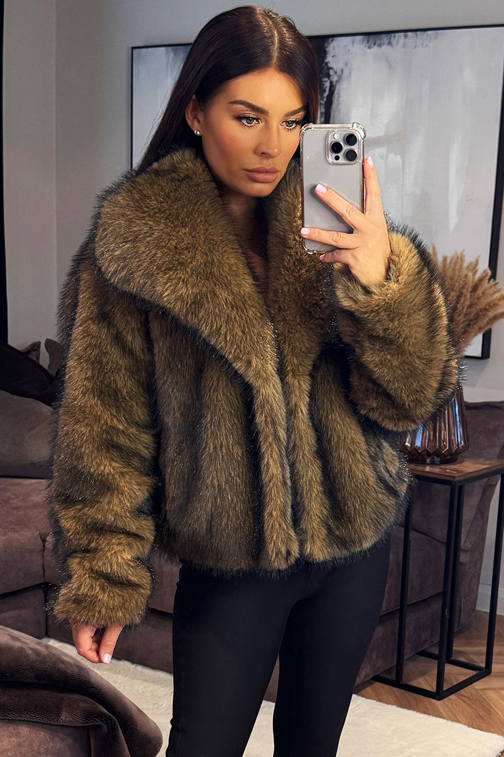 Brown Faux Fur Short Jacket