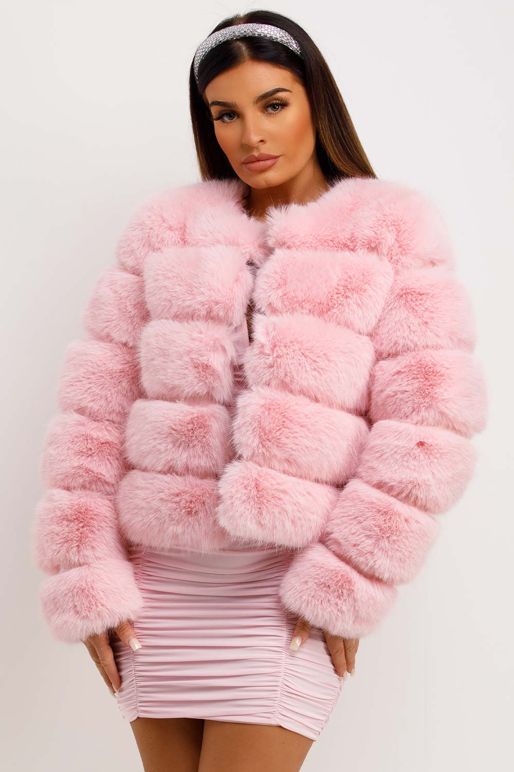 Baby Pink Faux Fur Bubble Coat