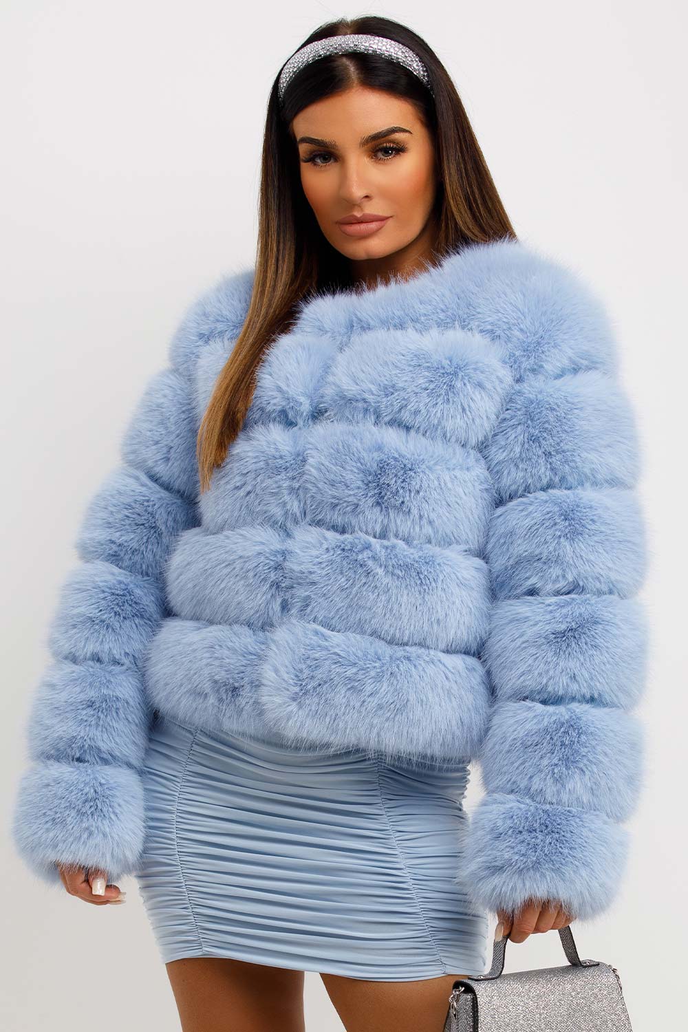 Sky Blue Faux Fur Bubble Coat