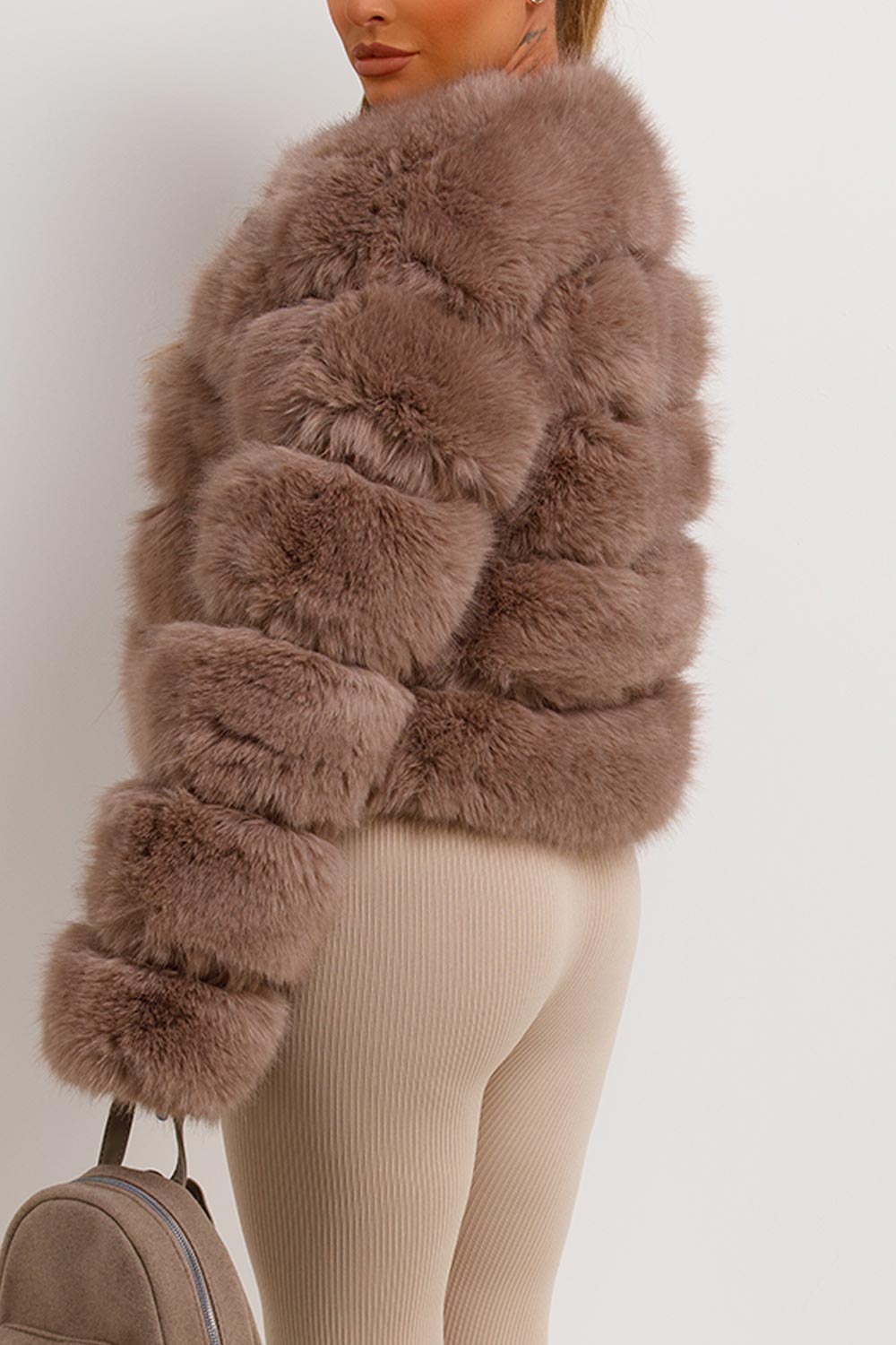 Faux Fur Bubble Coat Tan