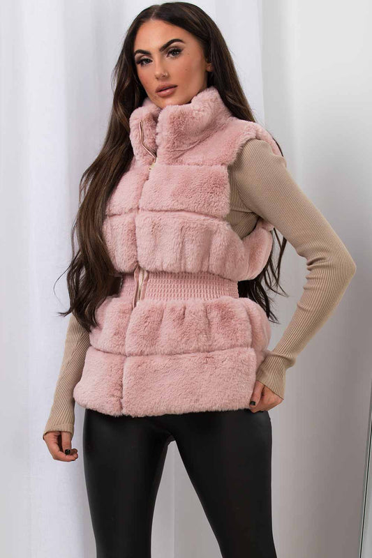 Faux Fur Gilet Pink