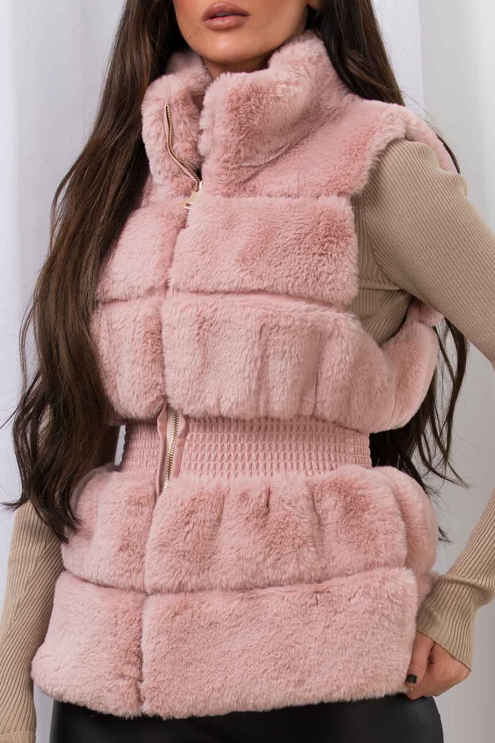 Faux Fur Gilet Pink