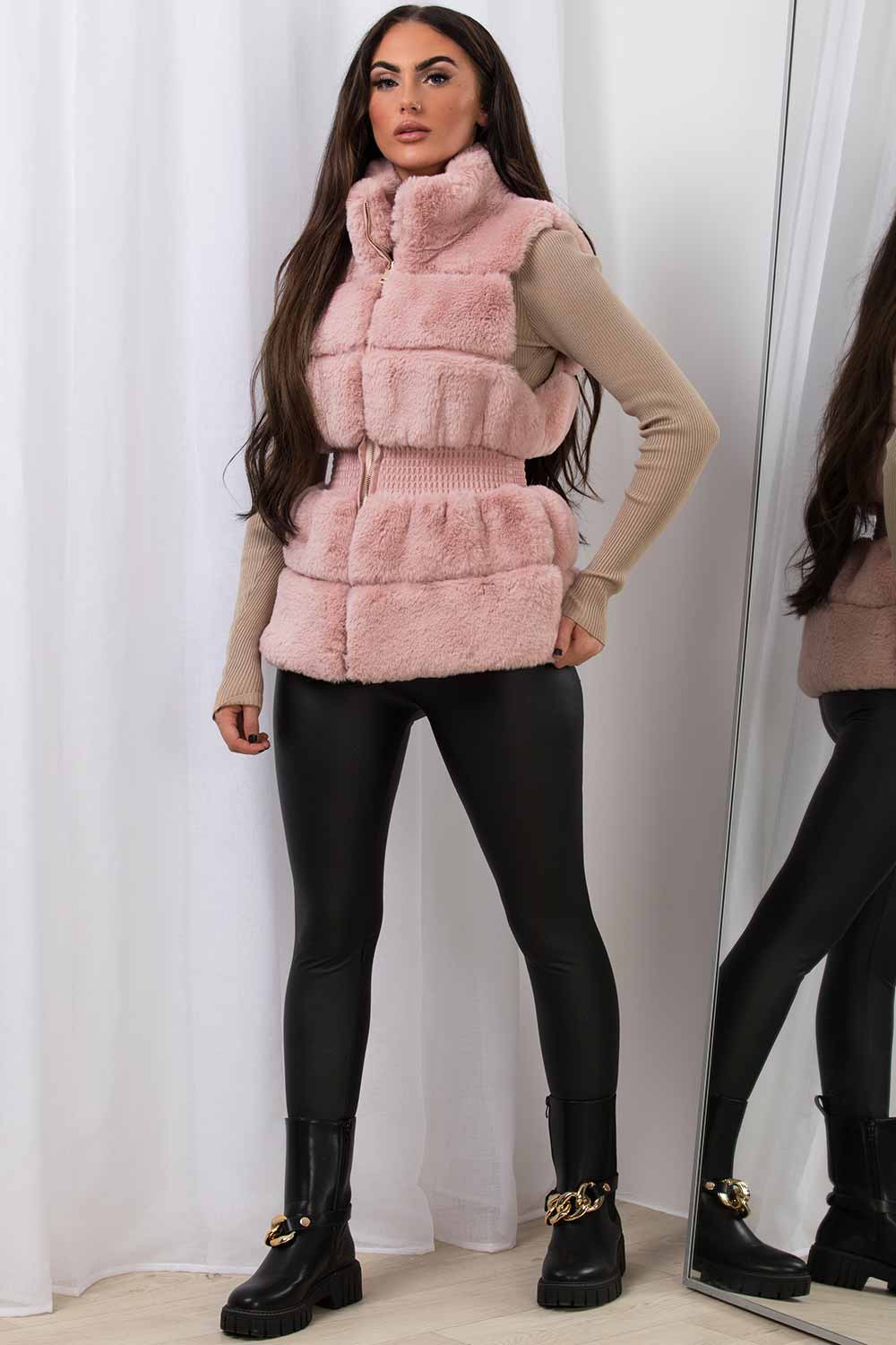 Faux Fur Gilet Pink