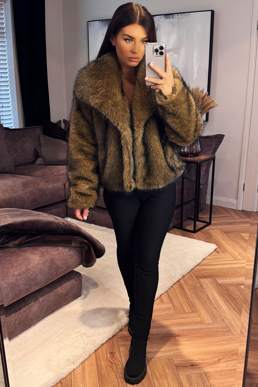 Brown Faux Fur Short Jacket