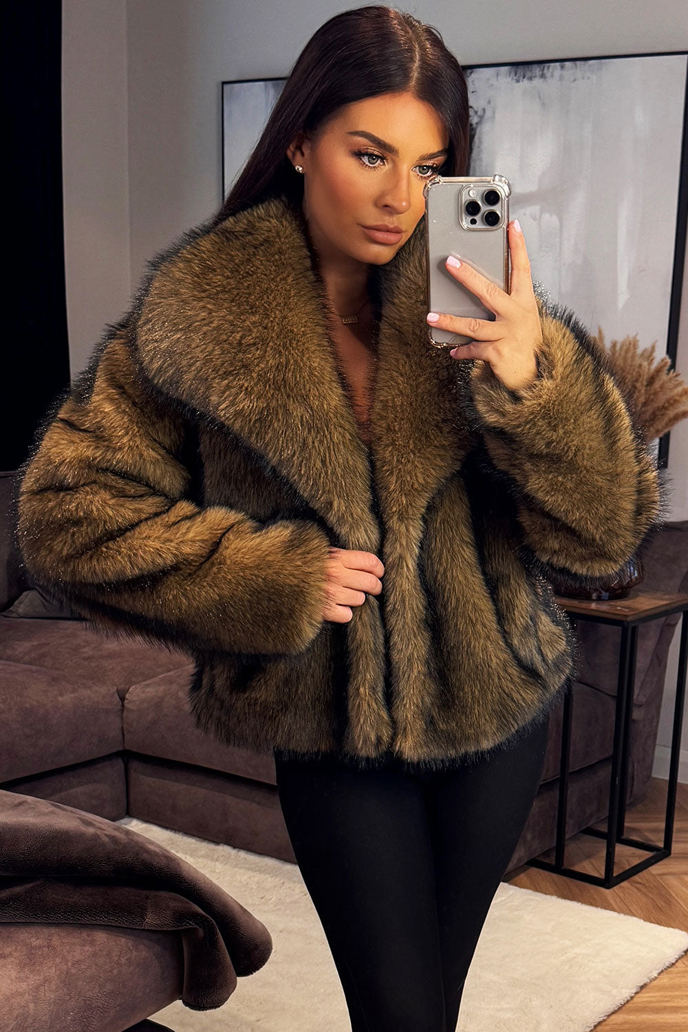 Brown Faux Fur Short Jacket