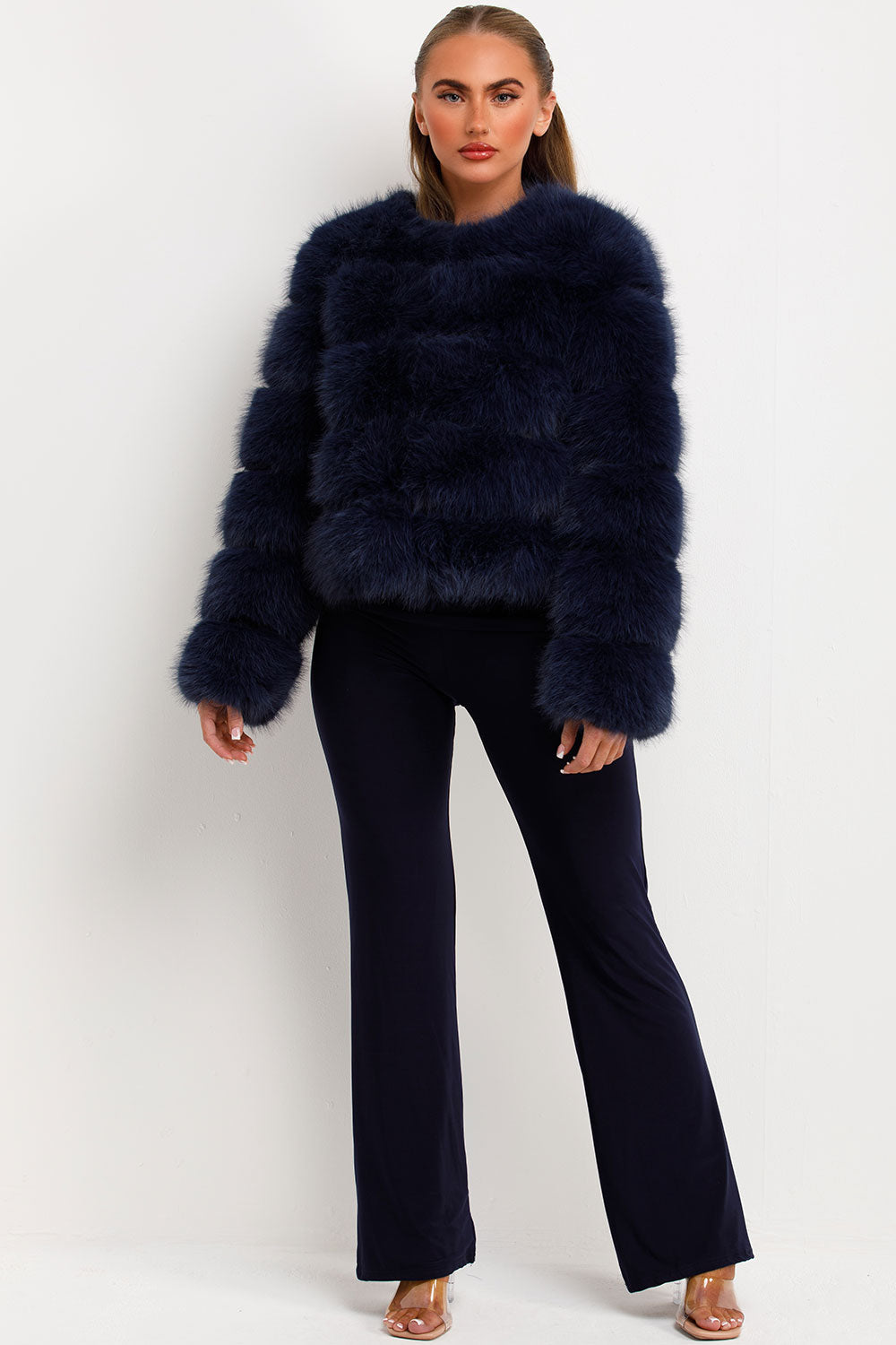 Faux Fur Bubble Coat Navy