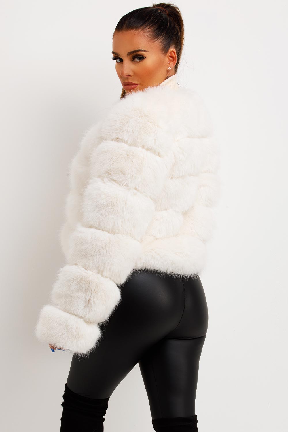 White Faux Fur Bubble Coat