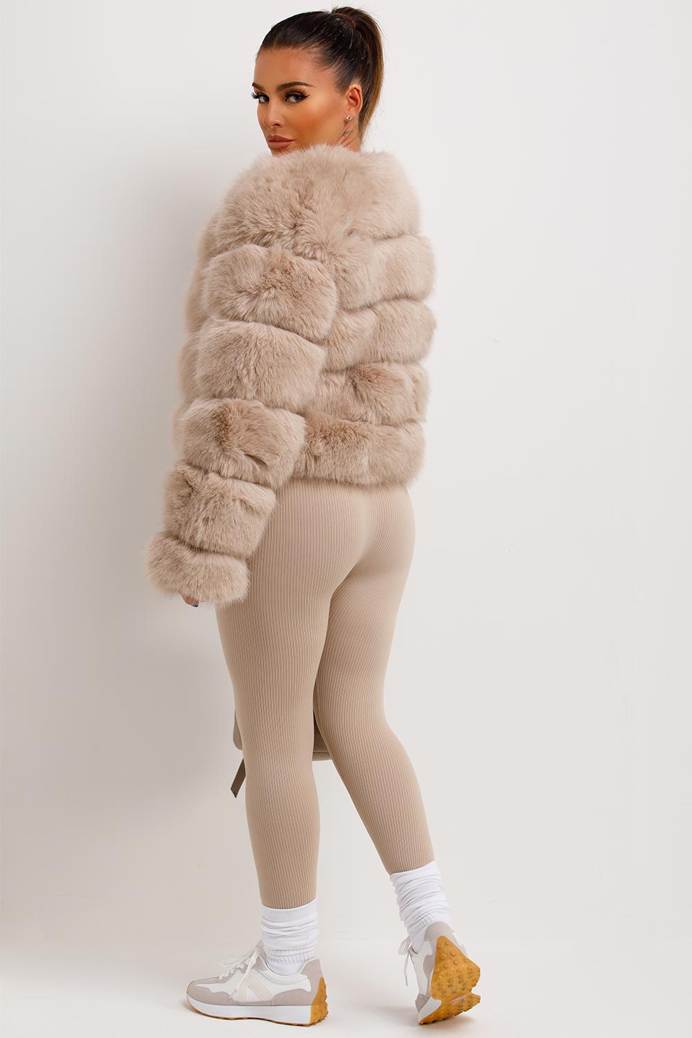 Beige Faux Fur Bubble Coat