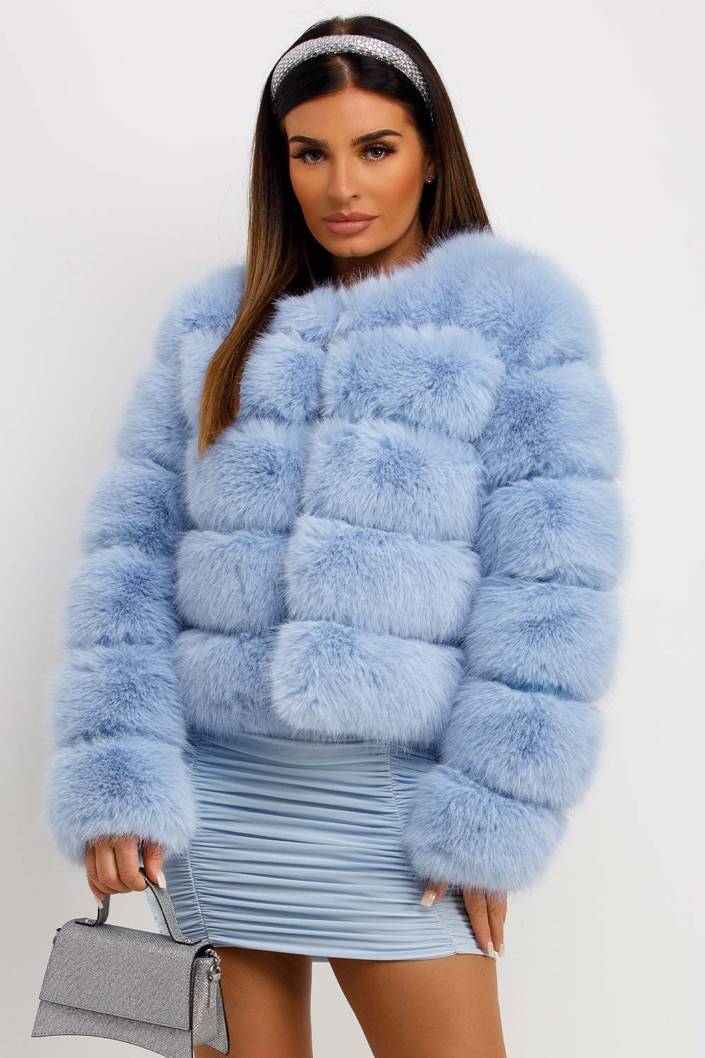 Sky Blue Faux Fur Bubble Coat