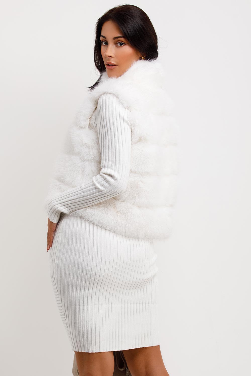 Faux Fur Gilet White