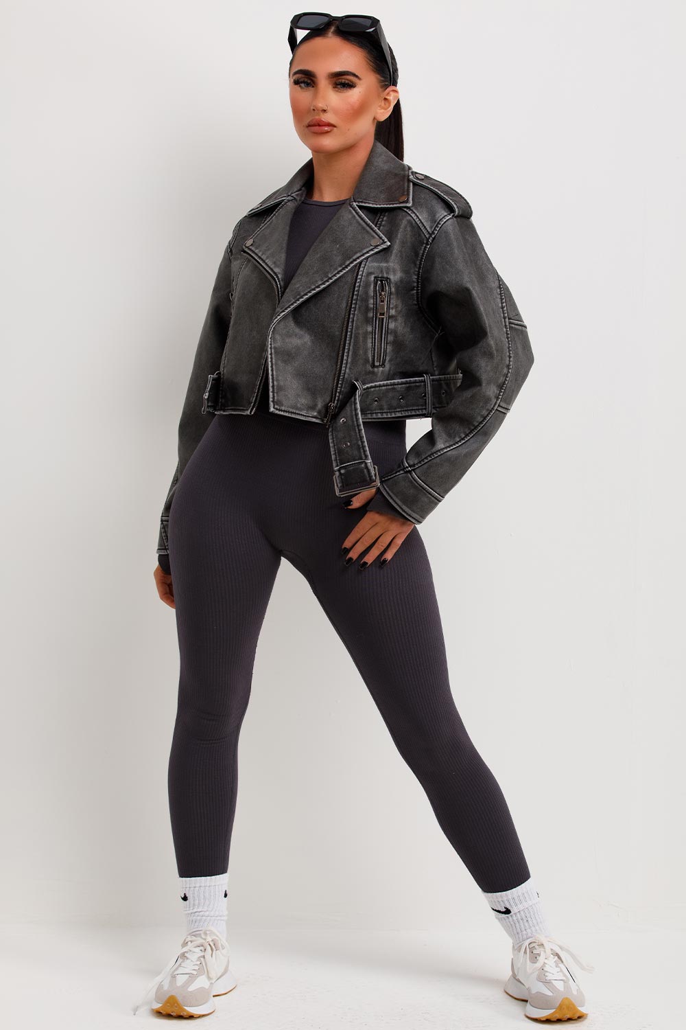 Faux Leather Jacket Grey