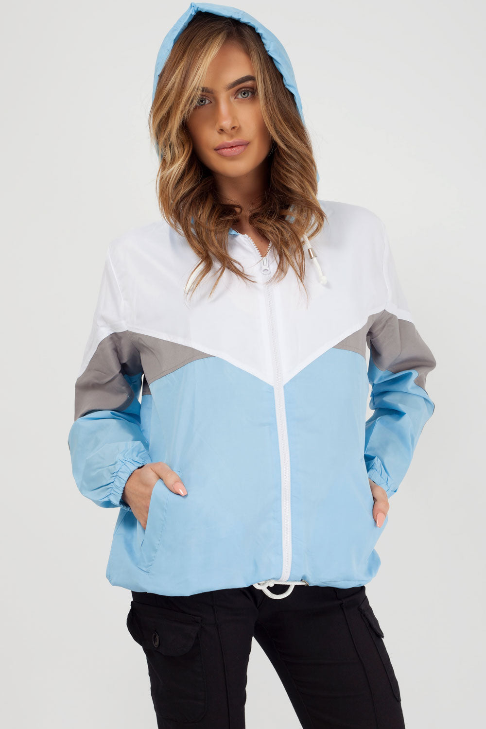 Hooded Windbreaker Sports Jacket Sky Blue