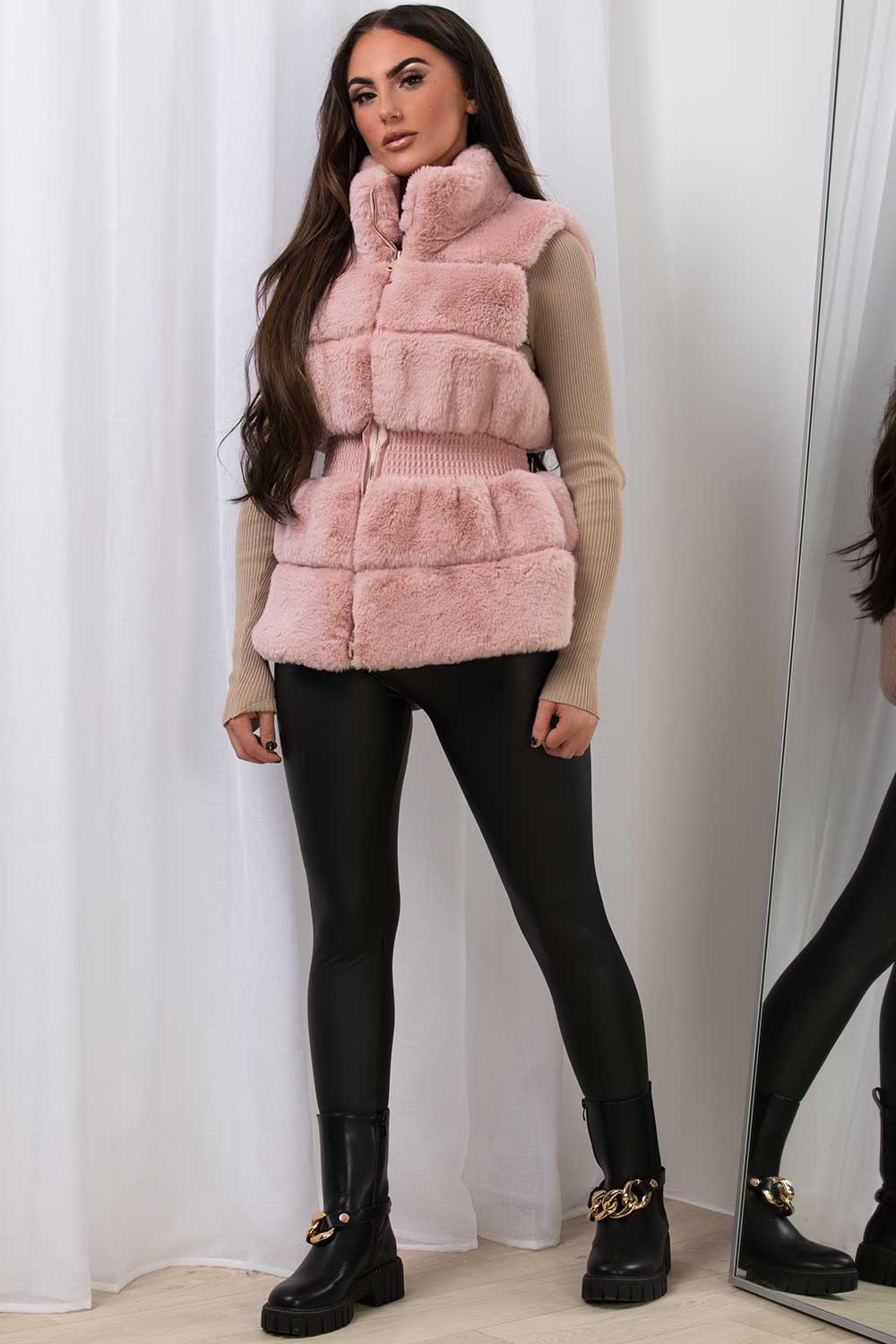 Faux Fur Gilet Pink