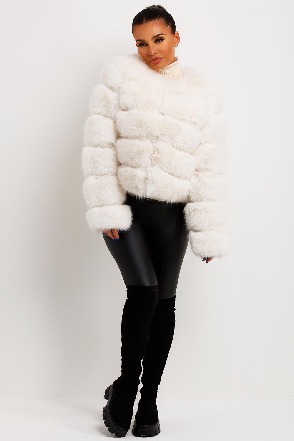 White Faux Fur Bubble Coat