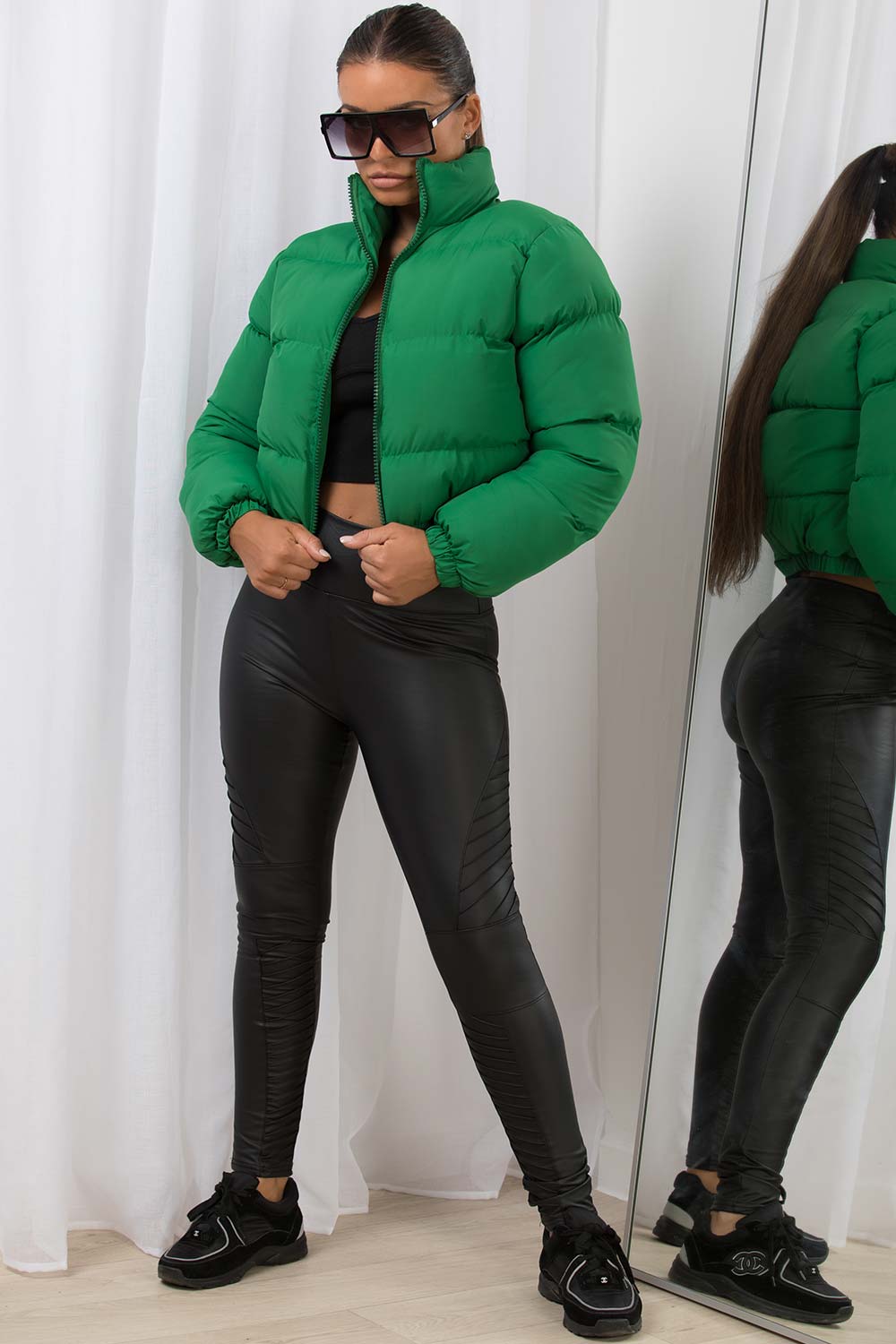 Crop Puffer Jacket Green