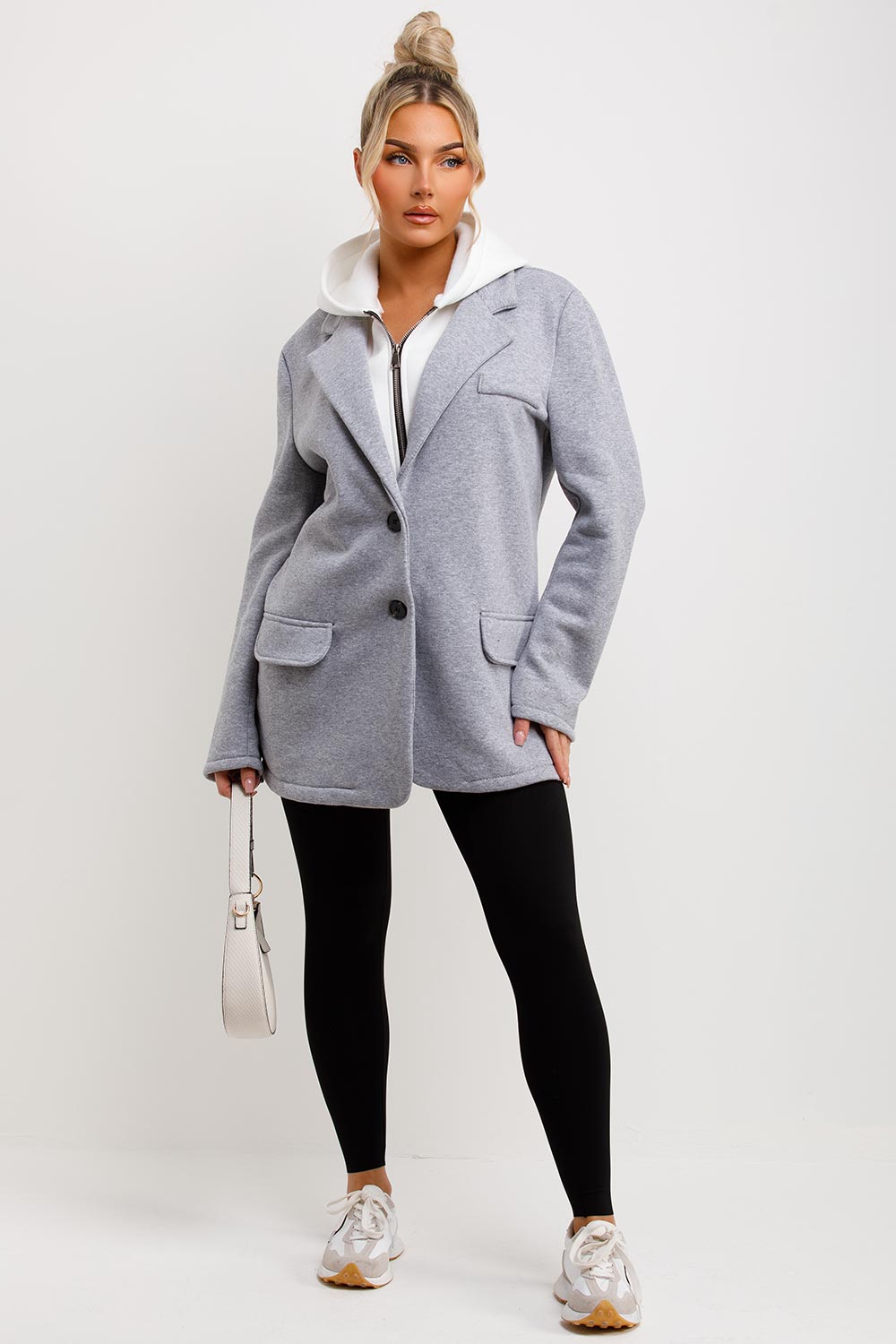 Blazer With Hood Combined Grey