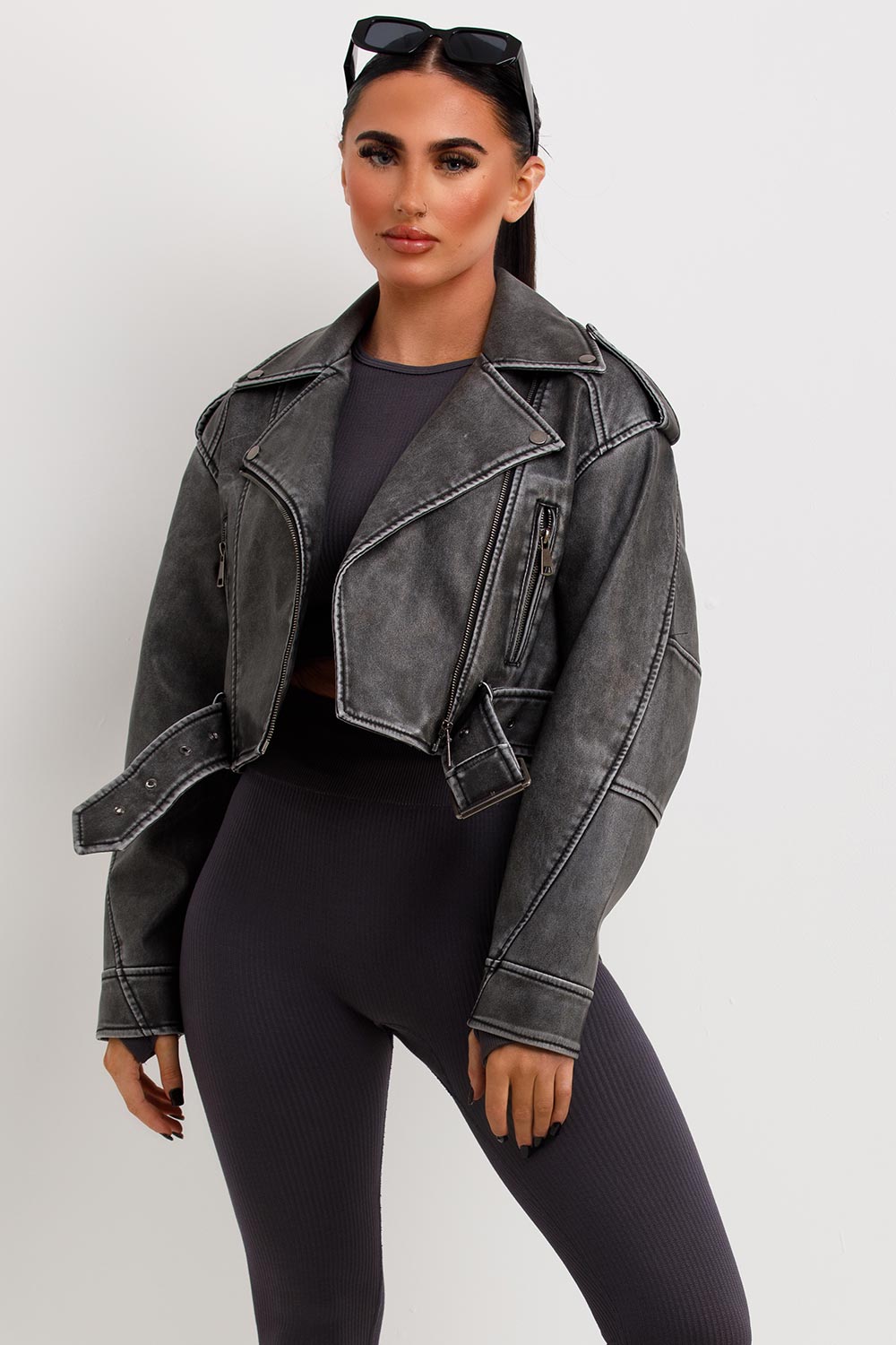 Faux Leather Jacket Grey