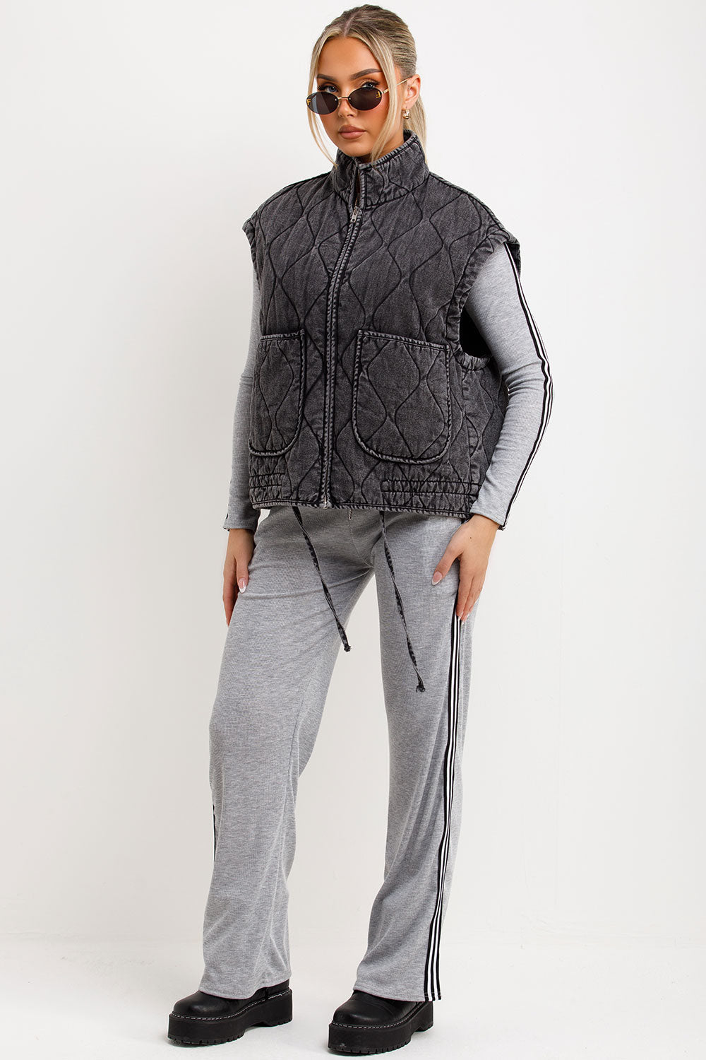 Padded Quilted Gilet With Adjustable Drawstring Hem