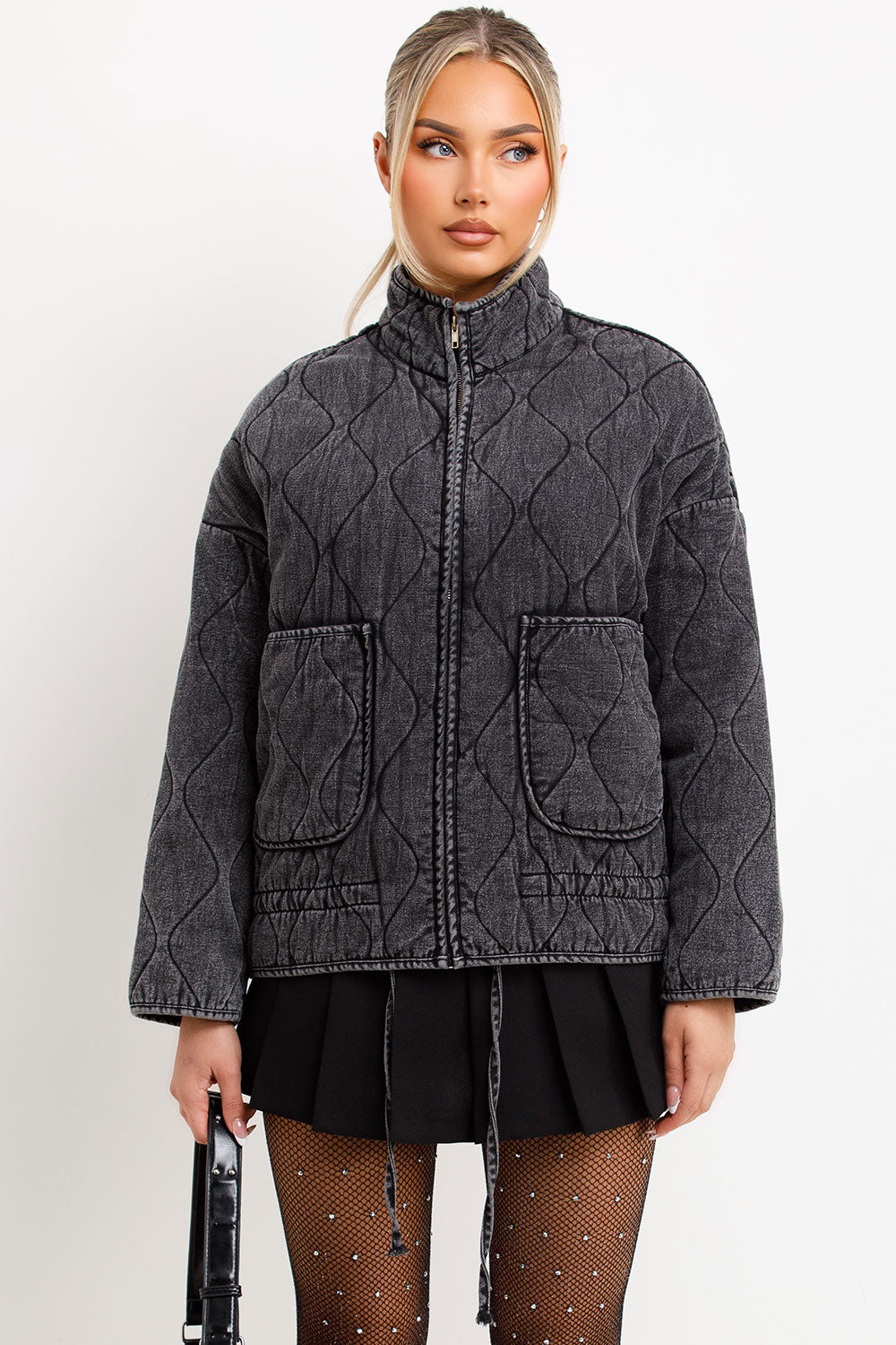 Padded Quilted Jacket With Adjustable Drawstring Hem