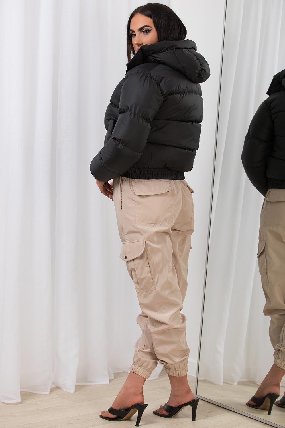 Puffer Jacket With Hood Black