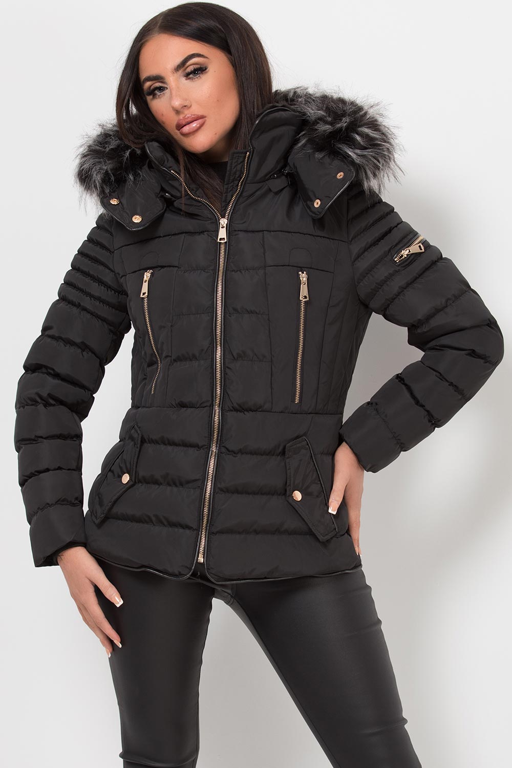 Hooded Puffer Jacket Black